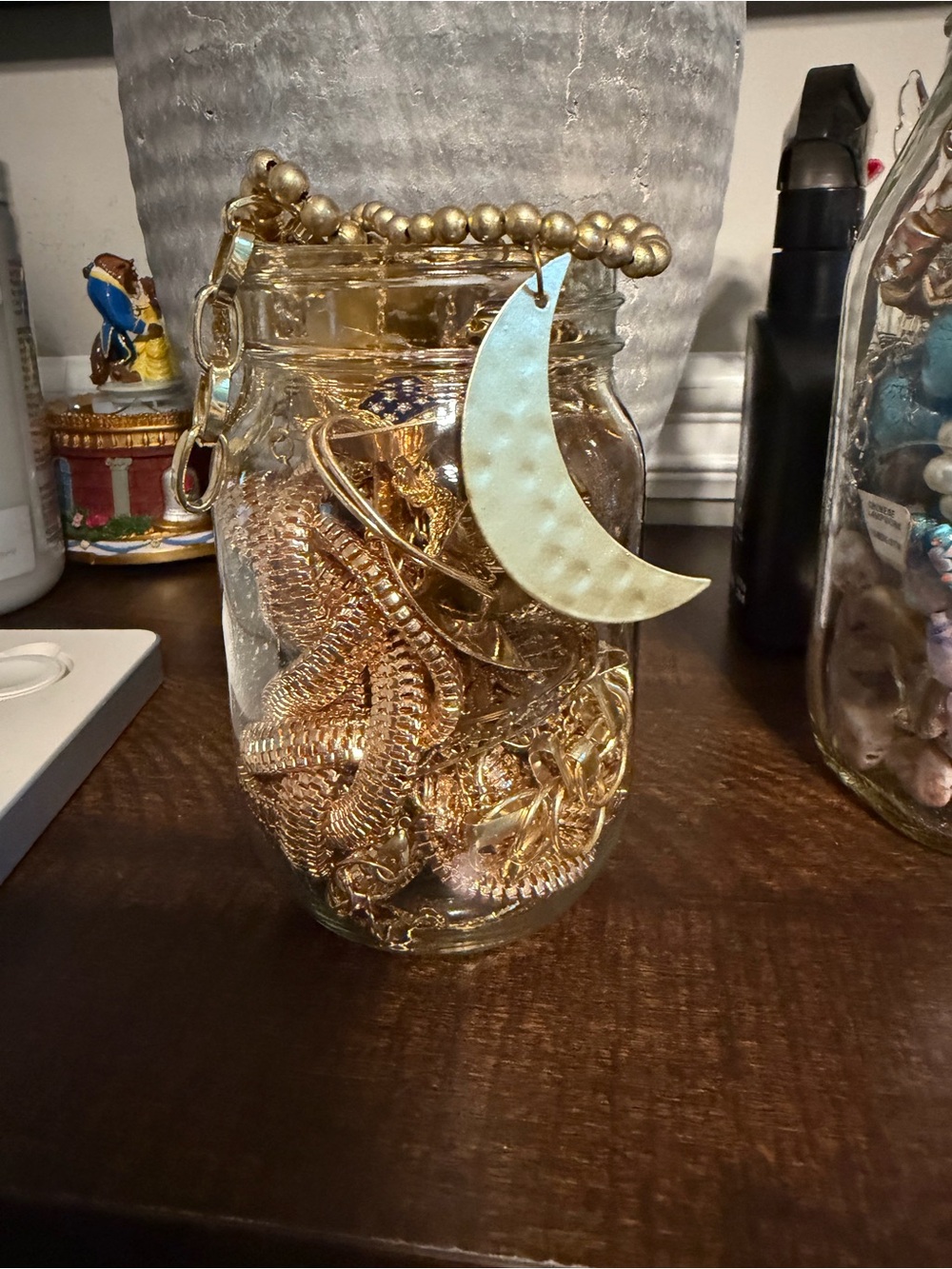 Gold Moon Pendant Jar Accent - Decorative Home Accent